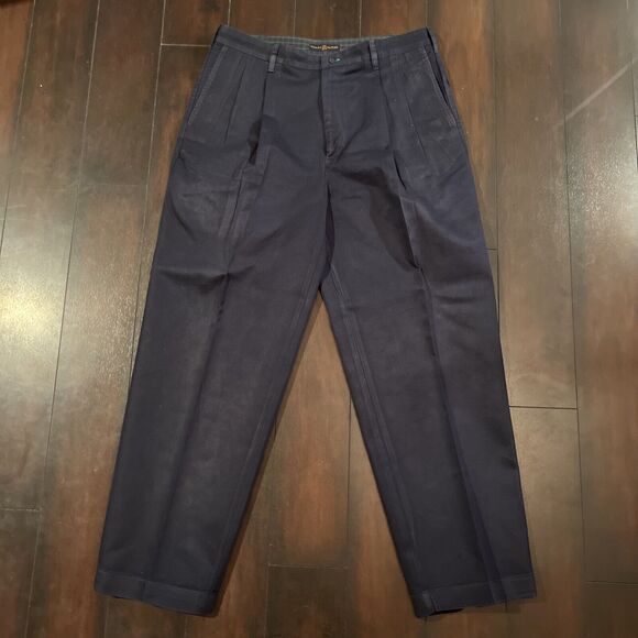 Men’s Tommy Hilfiger Pleated Front Navy Blue Khaki Dress Slacks 38X32 - Picture 1 of 6